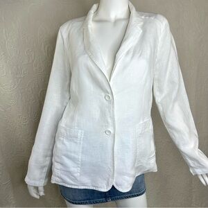 Eileen Fisher White Irish Linen & Organic Cotton Blazer